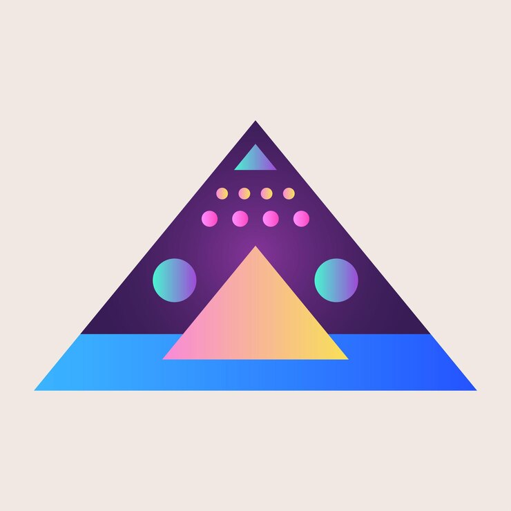 Vector abstracto elemento de icono de cono de triángulo gradiente de textura color gráfico arte geométrico retro patrón de forma