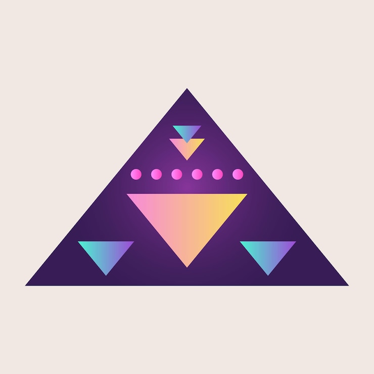 Vector abstracto elemento de icono de cono de triángulo gradiente de textura color gráfico arte geométrico retro patrón de forma