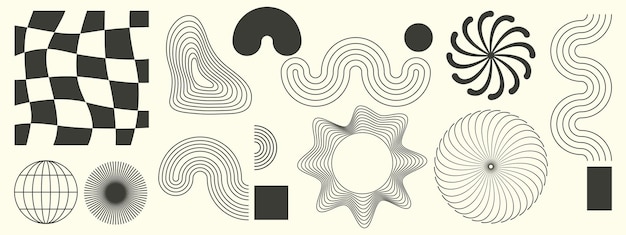 Abstracto elemento minimalista conjunto de mediados de siglo estético línea de rayas contemporánea monocromático geométrico