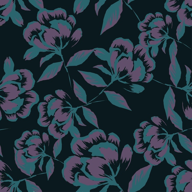 Abstracto floral en acuarela hermosa obra de arte de impresión sin costuras de hojas