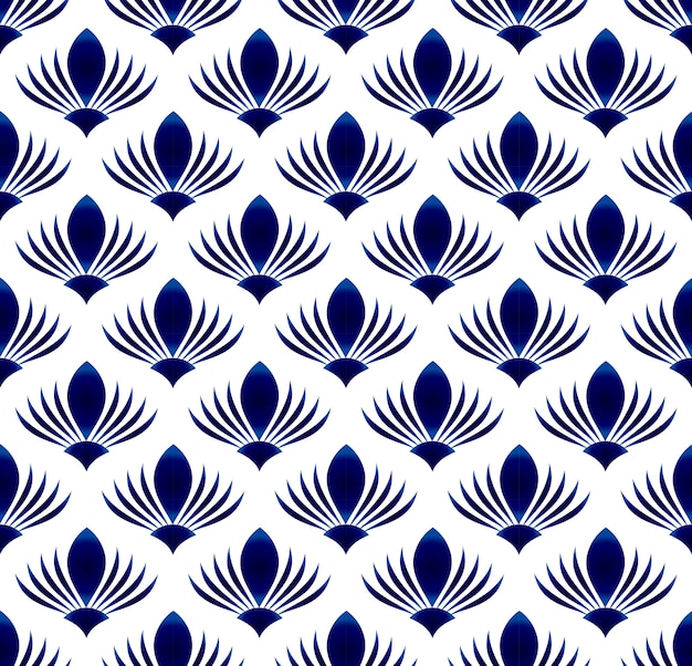 Abstracto floral azul y blanco