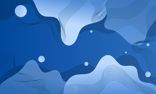 Abstracto Fondo azul con líneas onduladas y círculos