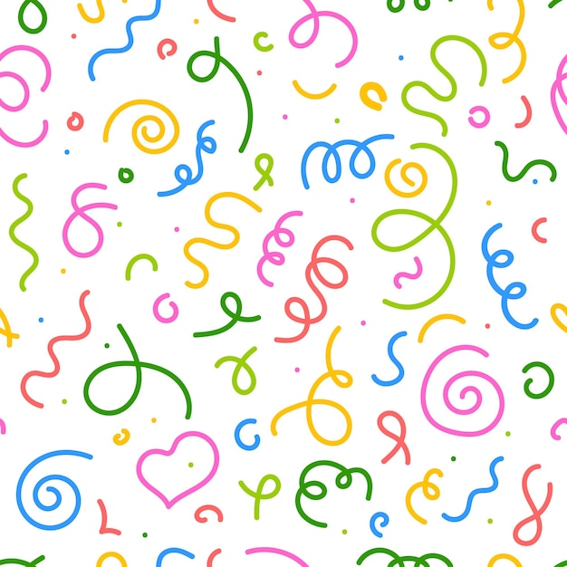 Abstracto fondo sin costuras de colorido garabateo y confeti Carnaval Memphis impresión ornamento hacer