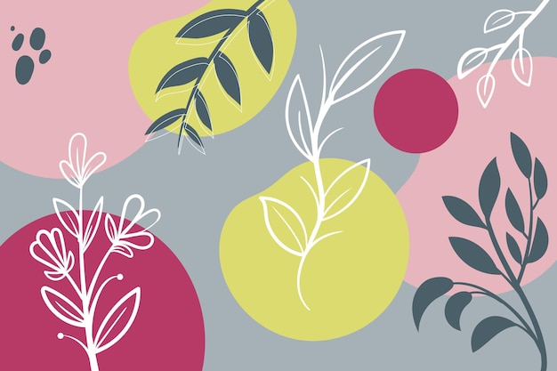 Abstracto Fondo floral de estilo minimalista moderno y de moda dibujado a mano