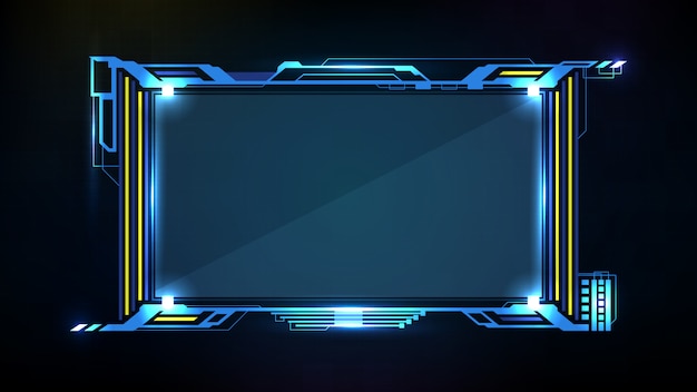 Abstracto fondo futurista de la tecnología de brillo azul marco de ciencia ficción hud ui