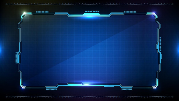 Abstracto fondo futurista de la tecnología de brillo azul marco de ciencia ficción hud ui