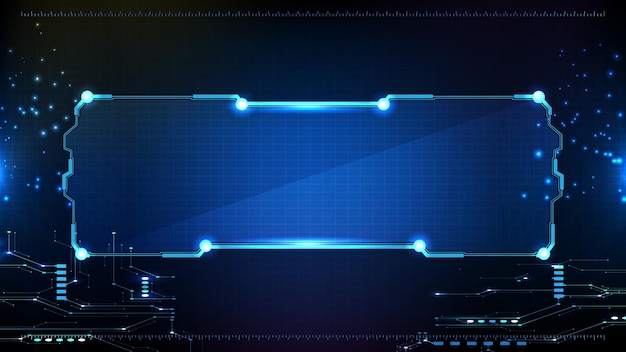 Abstracto fondo futurista de la tecnología de brillo azul marco de ciencia ficción hud ui