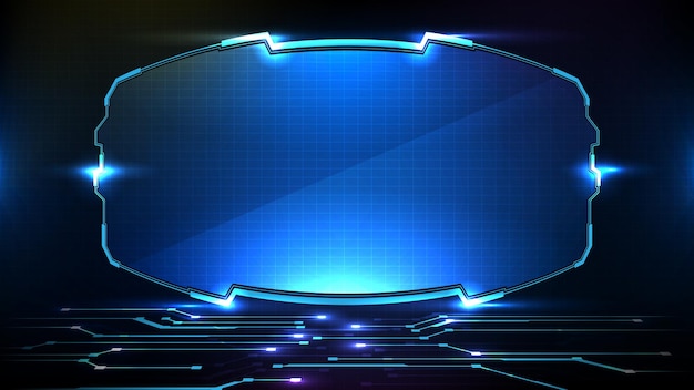 Abstracto fondo futurista de la tecnología de brillo azul marco de ciencia ficción hud ui