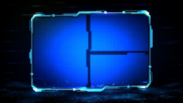 Abstracto fondo futurista de la tecnología de brillo azul marco de ciencia ficción hud ui