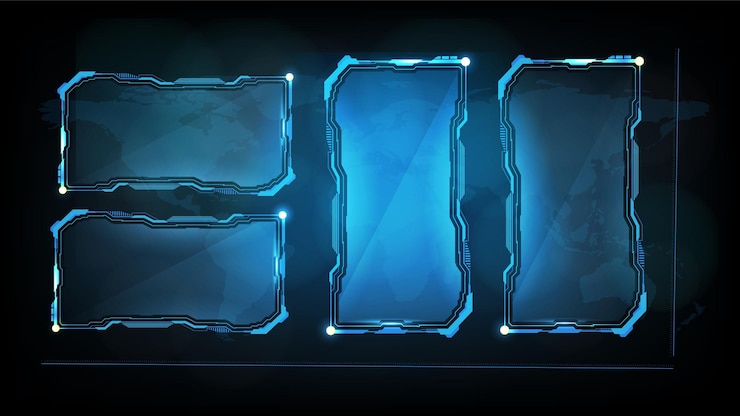 Vector abstracto fondo futurista de la tecnología de brillo azul marco de ciencia ficción hud ui