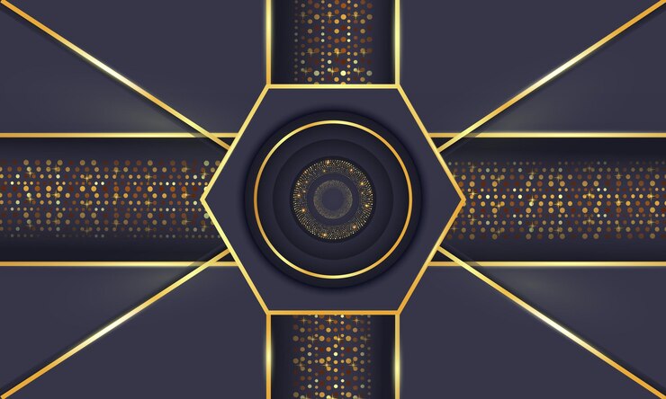 Vector abstracto fondo hexagonal moderno diseño de lujo dorado bandeira horizontal de luz geométrica brillante