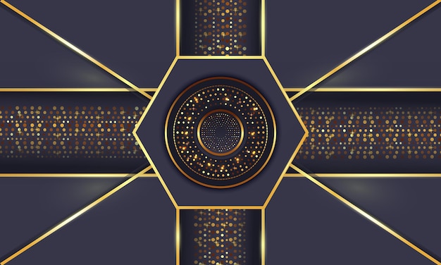 Abstracto Fondo hexagonal moderno Diseño de lujo dorado Bandeira horizontal de luz geométrica brillante