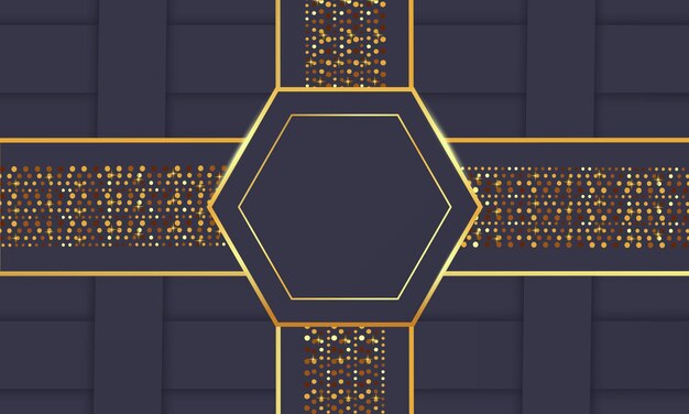 Abstracto Fondo hexagonal moderno Diseño de lujo dorado Bandeira horizontal de luz geométrica brillante
