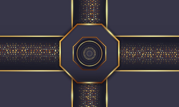 Abstracto Fondo hexagonal moderno Diseño de lujo dorado Bandeira horizontal de luz geométrica brillante