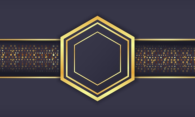 Abstracto Fondo hexagonal moderno Diseño de lujo dorado Bandeira horizontal de luz geométrica brillante
