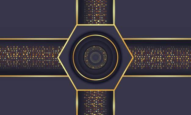 Abstracto Fondo hexagonal moderno Diseño de lujo dorado Bandeira horizontal de luz geométrica brillante