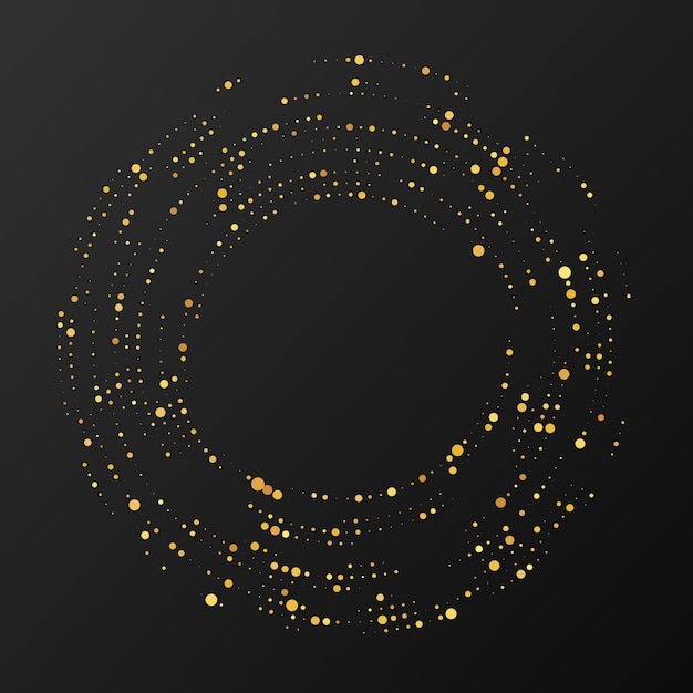 Abstracto fondo de medio tono brillante de oro con puntos Patrón de brillo de oro en forma de círculo Puntos de medio tono de círculo Ilustración vectorial