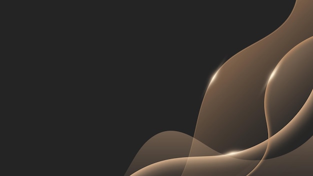 Abstracto fondo negro 3d con líneas doradas curvas onduladas brillo con espacio de copia