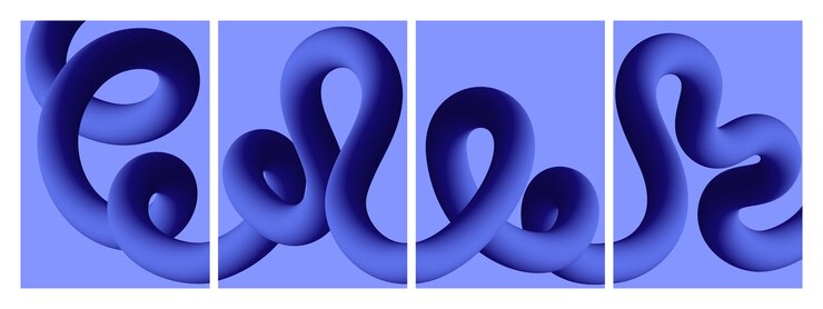 Vector abstracto fondo de onda de cinta azul 3d formas de gradiente suave y textura fluida digital futurista