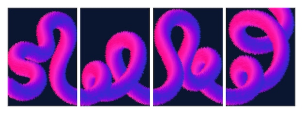 Abstracto fondo de onda de neón peludo Formas gradientes y textura brillante Diseño ciberpunk futurista