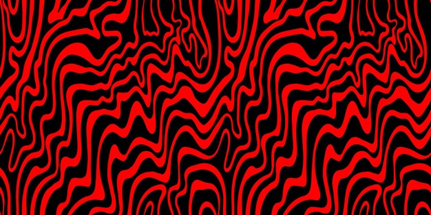 Abstracto fondo psicodélico rojo y negro con líneas onduladas derretidas y distorsionadas