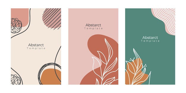Abstracto de fondo de las redes sociales post boho plantilla de folleto de retrato set de portada