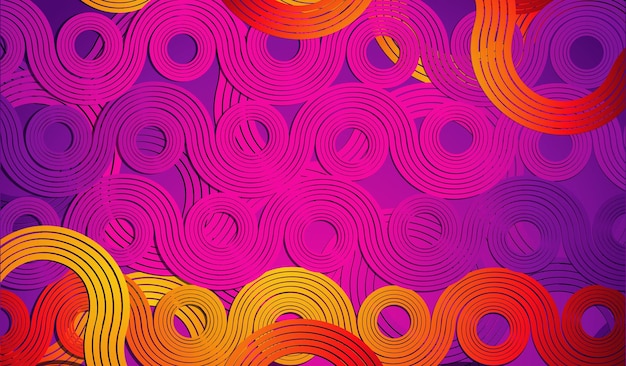 Abstracto futurista colorido círculo y ondas Ilustración vectorial de fondo