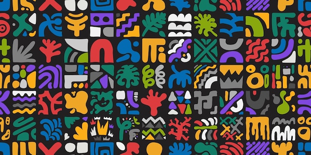 Abstracto geometrico dibujado a mano patrón sin costuras mínimo formas circulares coloridas simples