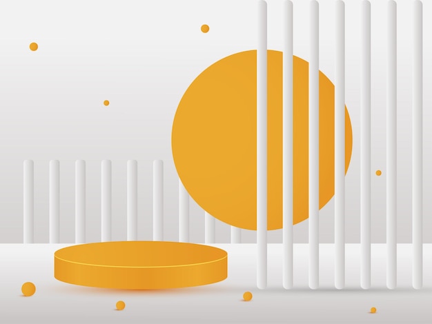 Abstracto geométrico naranja y gris espacio en blanco producto mínimo plataforma de publicidad cosmética ilustración vectorial