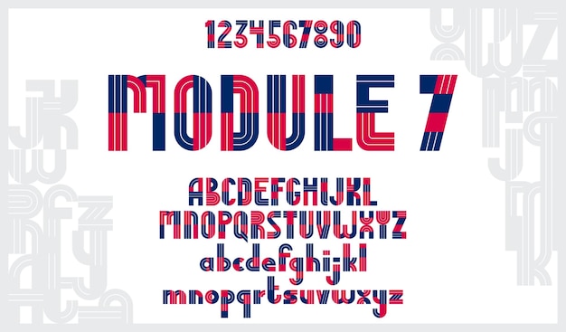Abstracto geométrico original fuente vectorial conjunto de letras creación de logotipo alfabeto técnica minimalista geometría lineal estilo elegante azulejos cuadrados letras en mayúsculas minúsculas y números