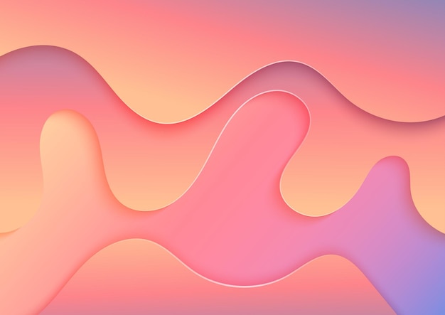 Abstracto gradiente 3D color fondo en forma de onda brillante estilo de corte de papel
