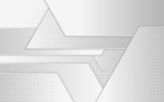 Abstracto gradiente blanco y gris diseño de patrón de plantilla futurista con decoración de semitono de círculo superposición con fondo 3D de sombra