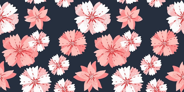 Abstracto gran patrón floral sin costuras estilizado abstracto de flores de margarita impreso