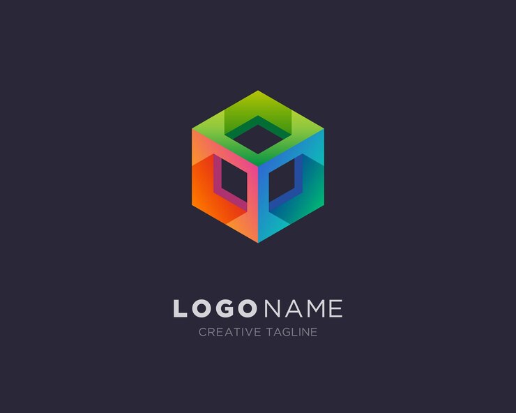 Vector abstracto hexágono logo cubo gradiente del logotipo
