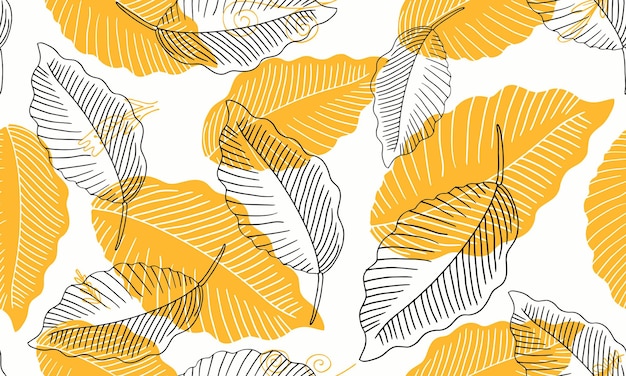 Abstracto hojas exóticas patrón sin costuras fondo de la naturaleza papel de envoltura de primavera