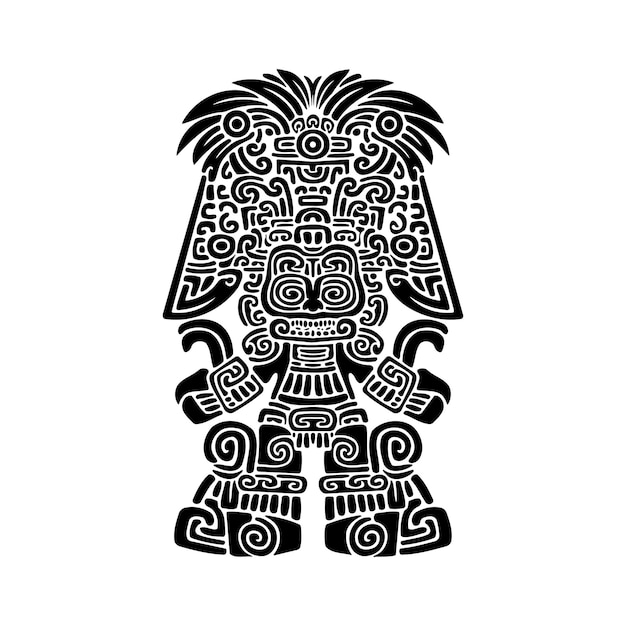 Abstracto Ilustración en blanco y negro del glifo maya