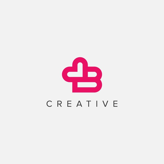 Abstracto letra B corazón logotipo símbolo vectorial día de San Valentín cinta concepto de logotipo