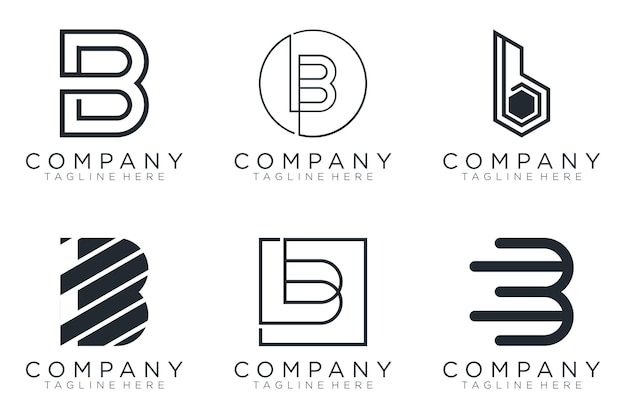 Abstracto letra B logotipo icono conjunto de diseño para negocios