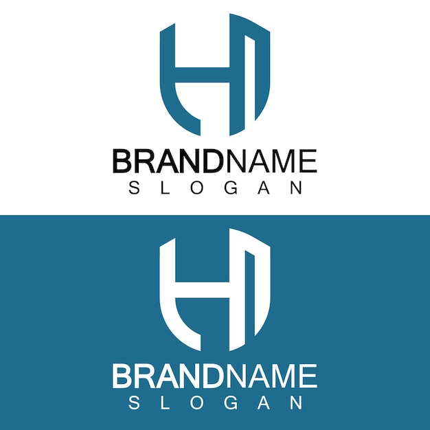 Abstracto Letra H Escudo Logo Diseño Escudo Línea forma letra H monograma para la empresa Logotipo de seguridad Protección cibernética Guardián