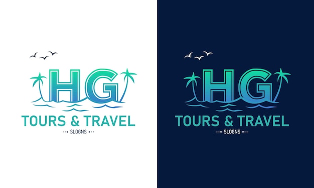 Abstracto Letra HG GH Con diseño de logotipo de viaje Inicial Vector de icono de Logotipo de viaje de verano