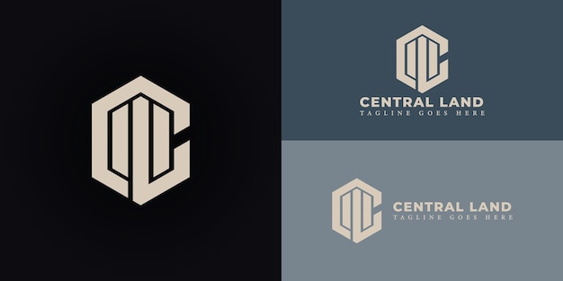 Abstracto de la letra inicial CL o el logotipo LC en color oro suave aislado en múltiples fondos negros