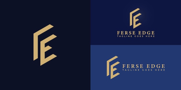Abstracto de la letra inicial FE o el logotipo EF en color oro de lujo aislado en múltiples colores de fondo