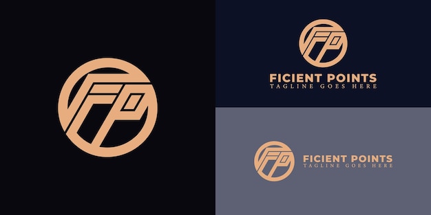 Abstracto de la letra inicial FP o el logotipo PF en color dorado aislado en múltiples colores de fondo