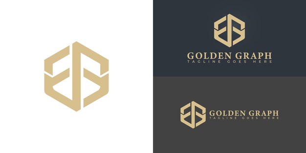 Abstracto de la letra inicial hexagonal G o el logotipo GG en color oro de lujo aislado en múltiples fondos
