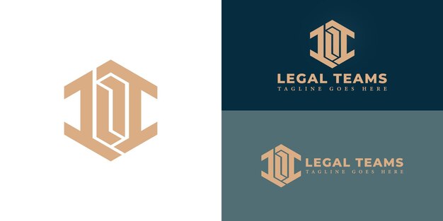 Abstracto de la letra inicial hexagonal LT o el logotipo TL en color oro de lujo aislado en múltiples fondos