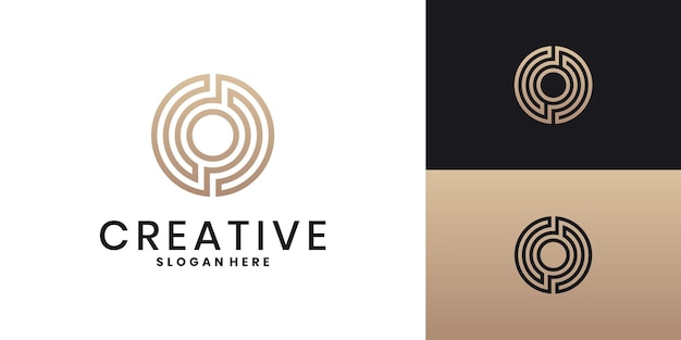 Abstracto letra inicial O diseño del logotipo estilo de línea circular de lujo