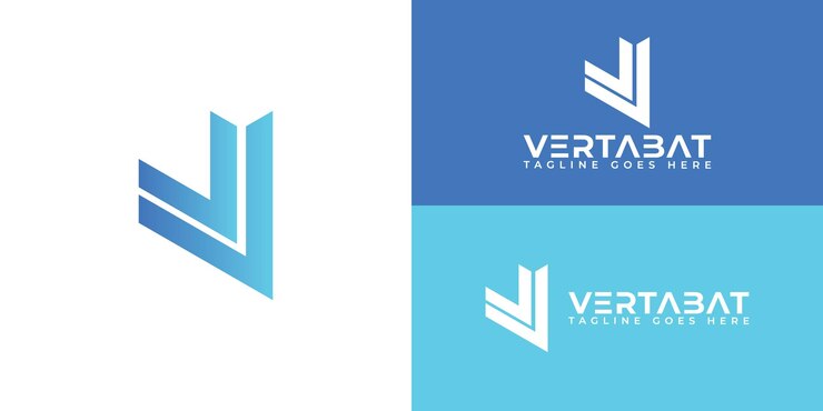 Vector abstracto de la letra inicial va o el logotipo av en color azul gradiente aislado en múltiples colores de fondo