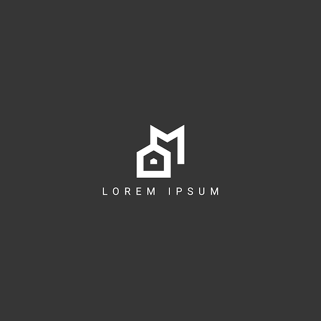Abstracto letra M elemento vectorial de diseño del logotipo de la casa inmobiliaria
