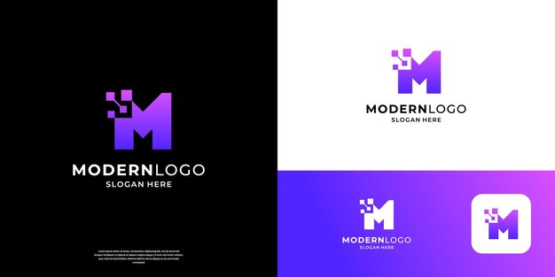 Abstracto de la letra M inspiración para el diseño del logotipo Simple inicial M símbolo tecnológico