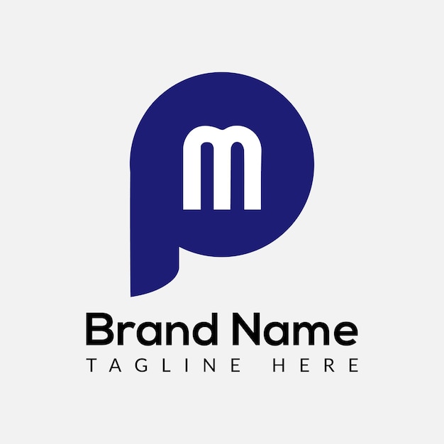 Abstracto de la letra pm diseño de logotipo inicial moderno
